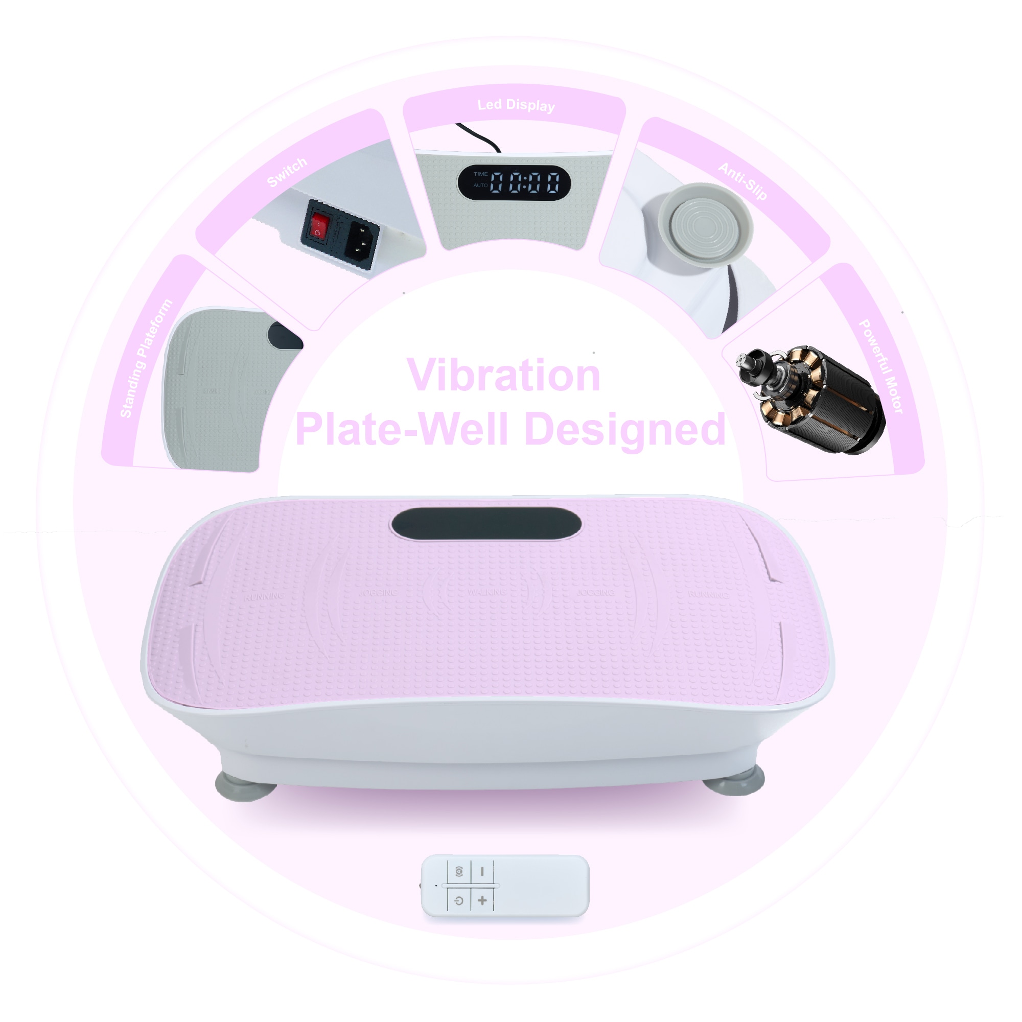 Silent Vibration Platform Crazy Fitness Massage 10-Frequency Weight Loss & Fat Burner Body Shaking Machine For Unisex Pink_voghion.com
